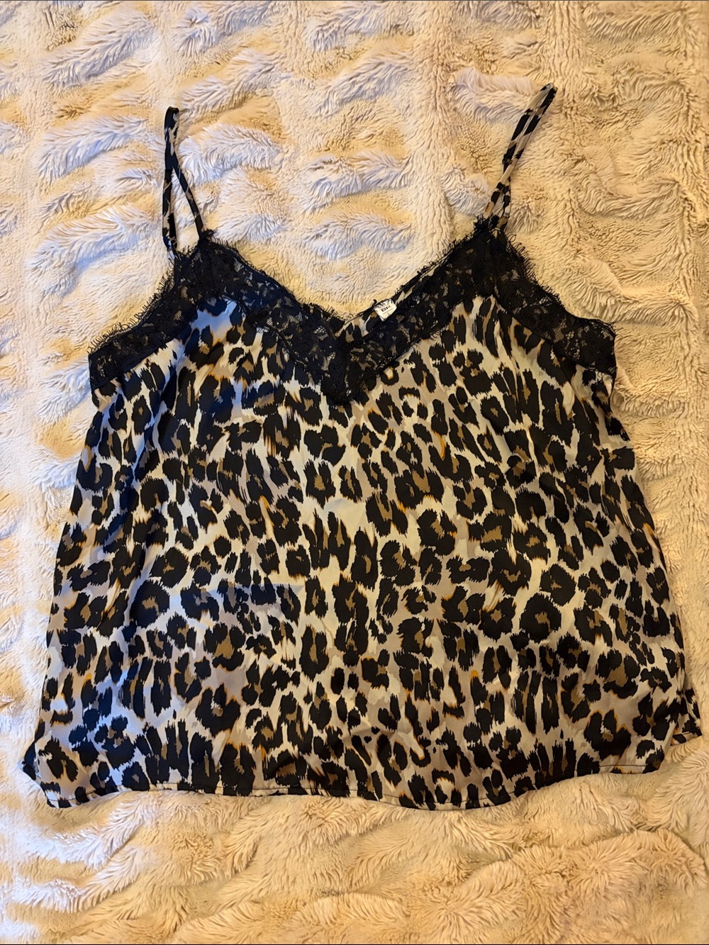 bp Leopard Print Lace Trim Cami - Black & Tan